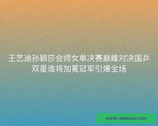 王艺迪孙颖莎会师女单决赛巅峰对决国乒双星谁将加冕冠军引爆全场
