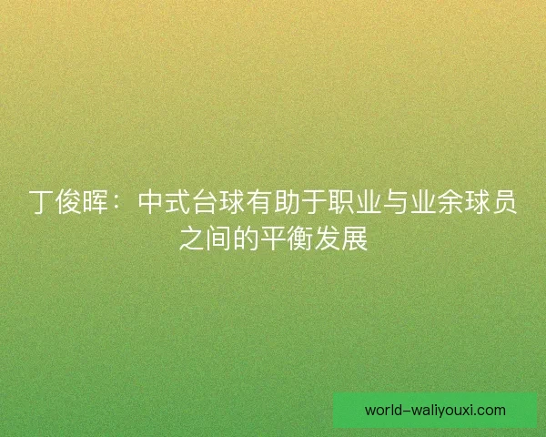 丁俊晖：中式台球有助于职业与业余球员之间的平衡发展